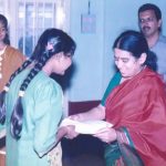 Ranjani receiving the 1st prize from Miss A Kanyakumari