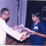 Ranjani receiving the 1st prize from Sri GN Desikan